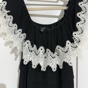 Romeo & Juliet Couture Black Dress with White Lace Trim